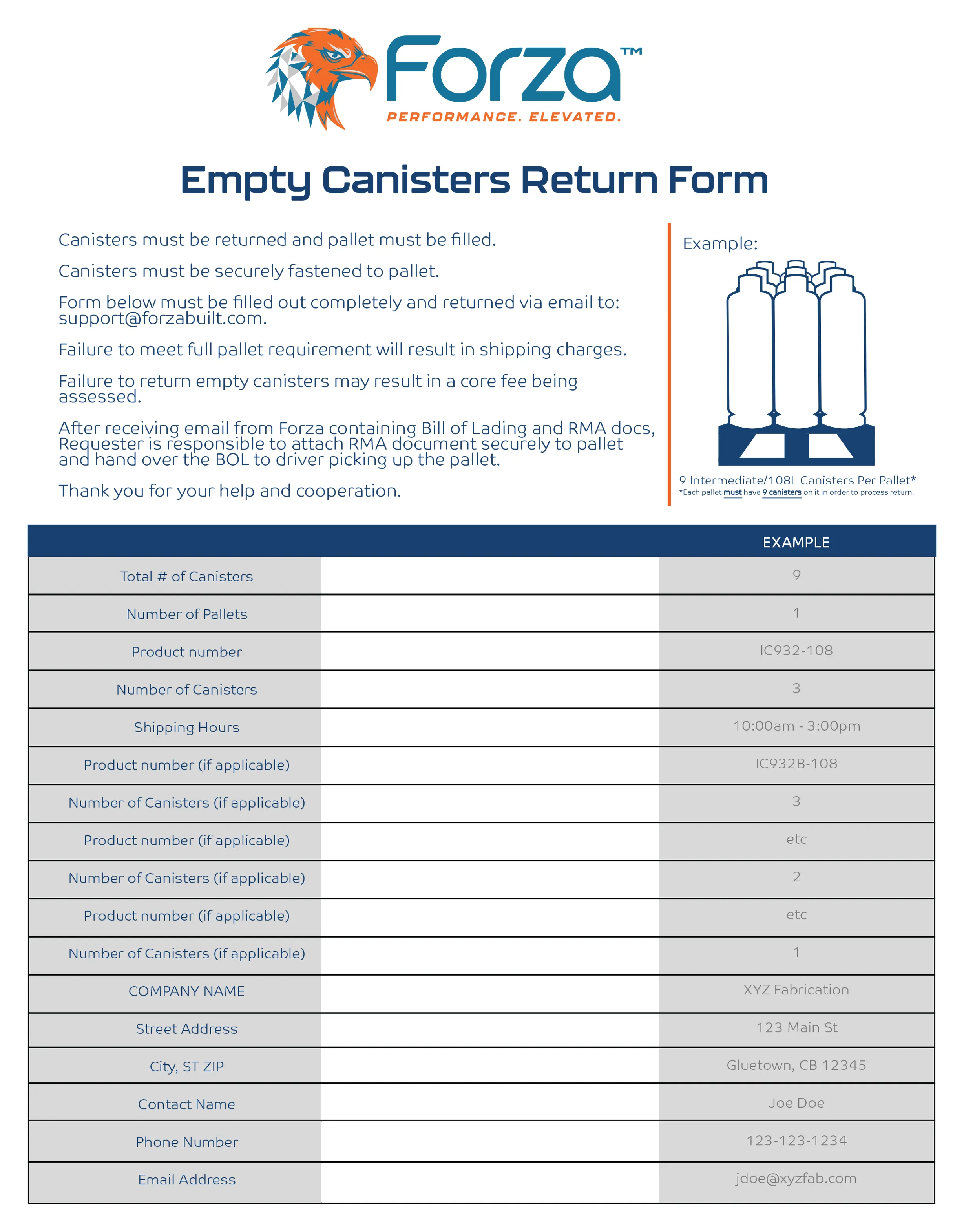 Empty Canisters Return Form