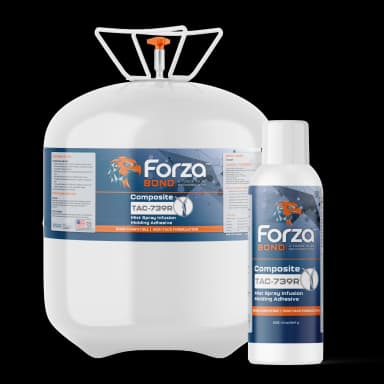 Canister and aerosol of ForzaBOND TAC-739R composite industrial adhesive